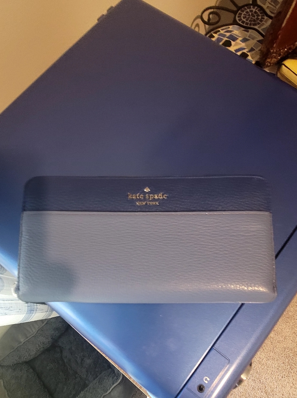 kate spade Two-Tone Blue Leather Zip Wallet